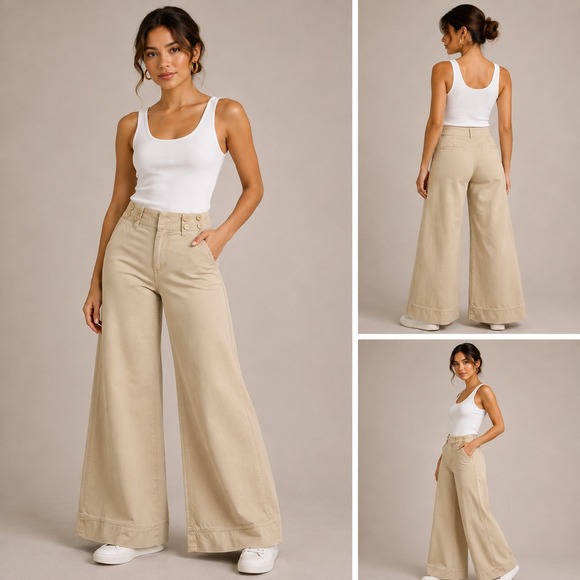 LOFT Pants - Ann Taylor Loft Corduroy Pants Womens 0P Tan Excellent Wide Leg Marisa